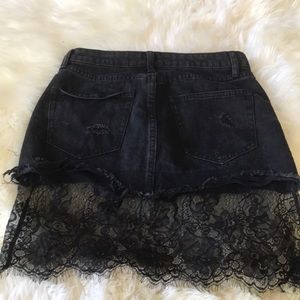 Black Leather and Lace Skirt
